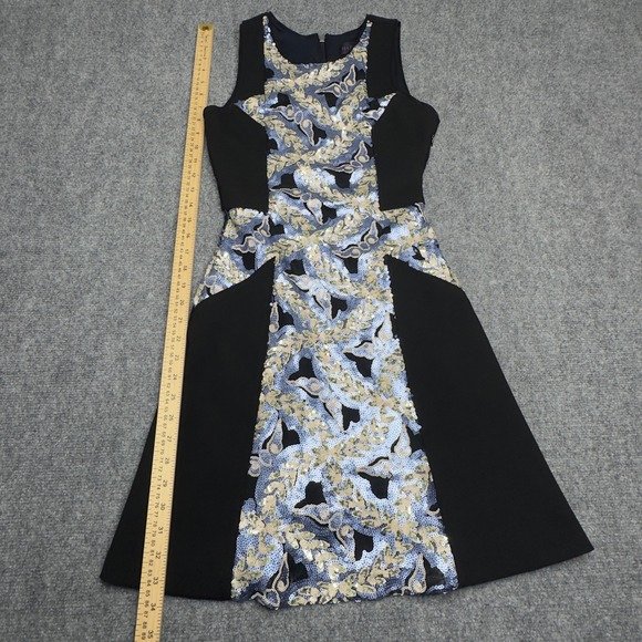 Hale Bob Dress Womens XS Black Blue Sequin Cocktail Formal Prom Dark Romantic - Picture 11 of 11